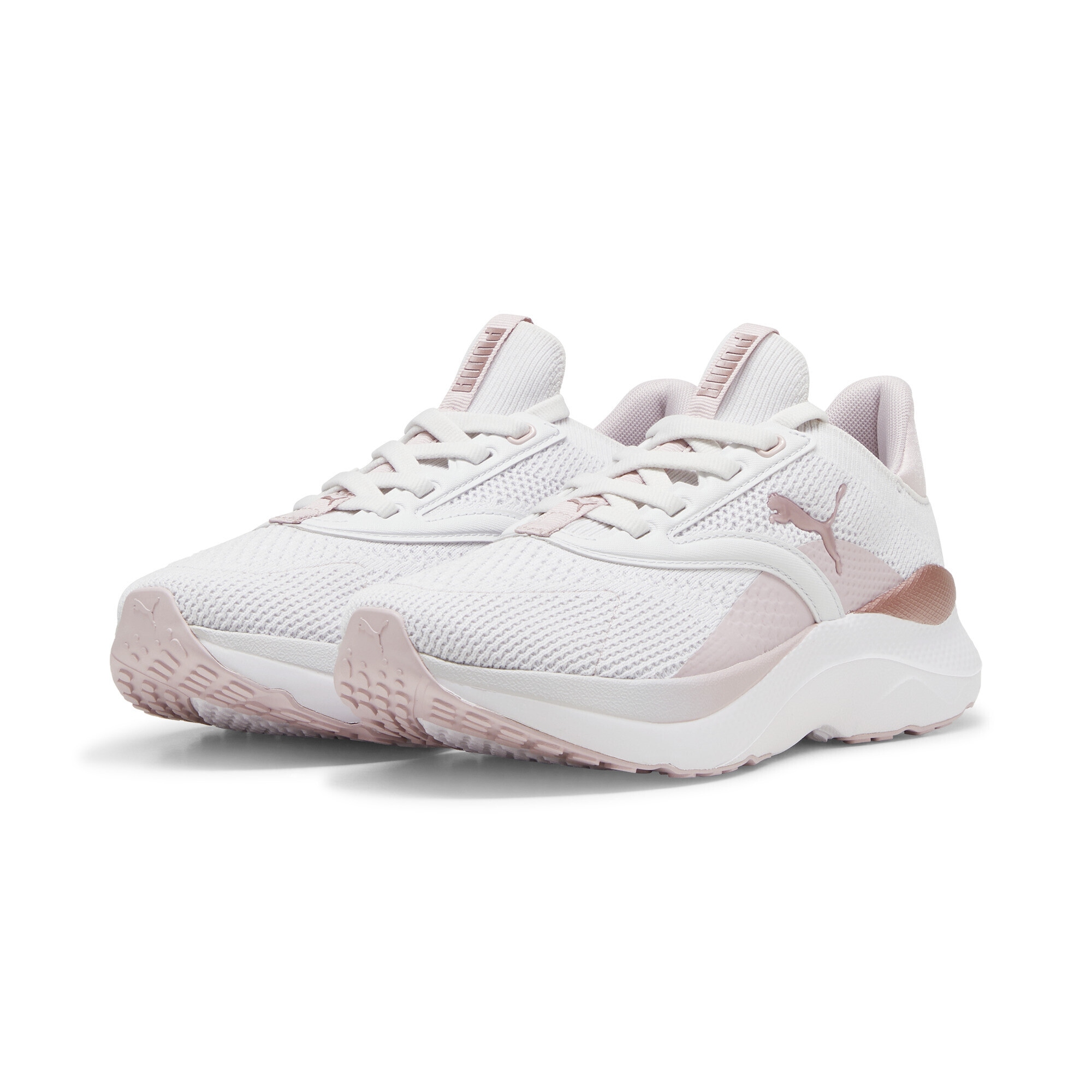 Trainingsschuh PUMA "SOFTRIDE Mayve Laufschuhe Damen", Damen, Gr. 37,5, feather gray mauve mist rose gold pink metallic, Obermaterial: Textil, Synthetik; Futter: Textil; Innensohle: Textil; Laufsohle: Gummi, Synthetik, Schuhe