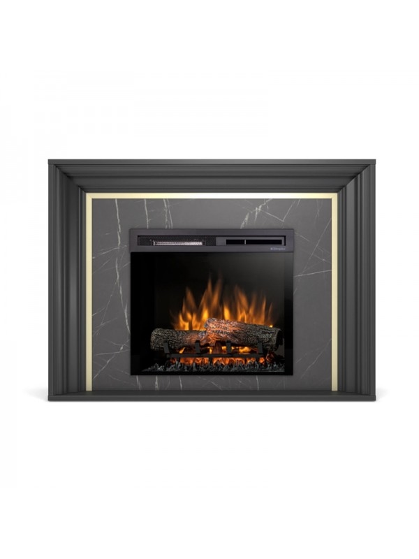 OutInFire LANINI – Freistehender elektrischer LED-Kamin, Schwarz/Schwarzer Marmor, 23 Zoll Image