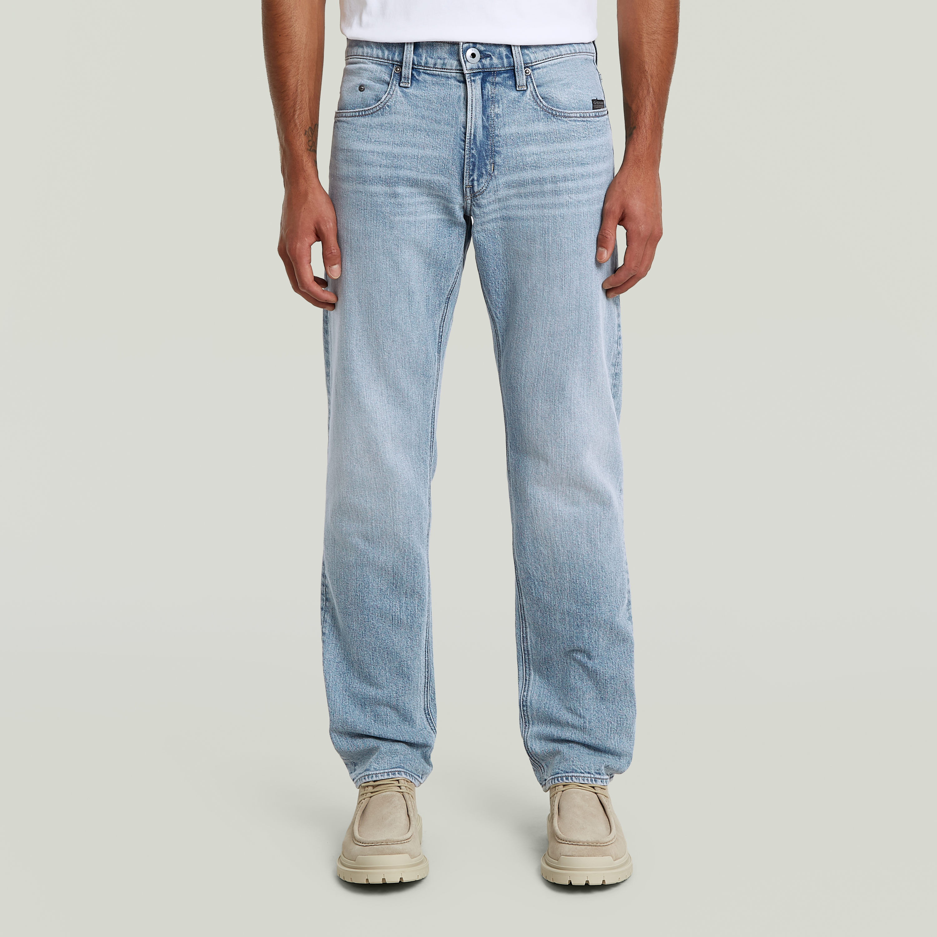 Straight-Jeans G-STAR "Mosa Straight", Herren, Gr. 32, Länge 32, sun faded cloudburst, Denim/Jeans, Obermaterial: 99% Baumwolle, 1% Elasthan, casual, straight fit, Jeans Straight-Jeans, mit hellen Nähten