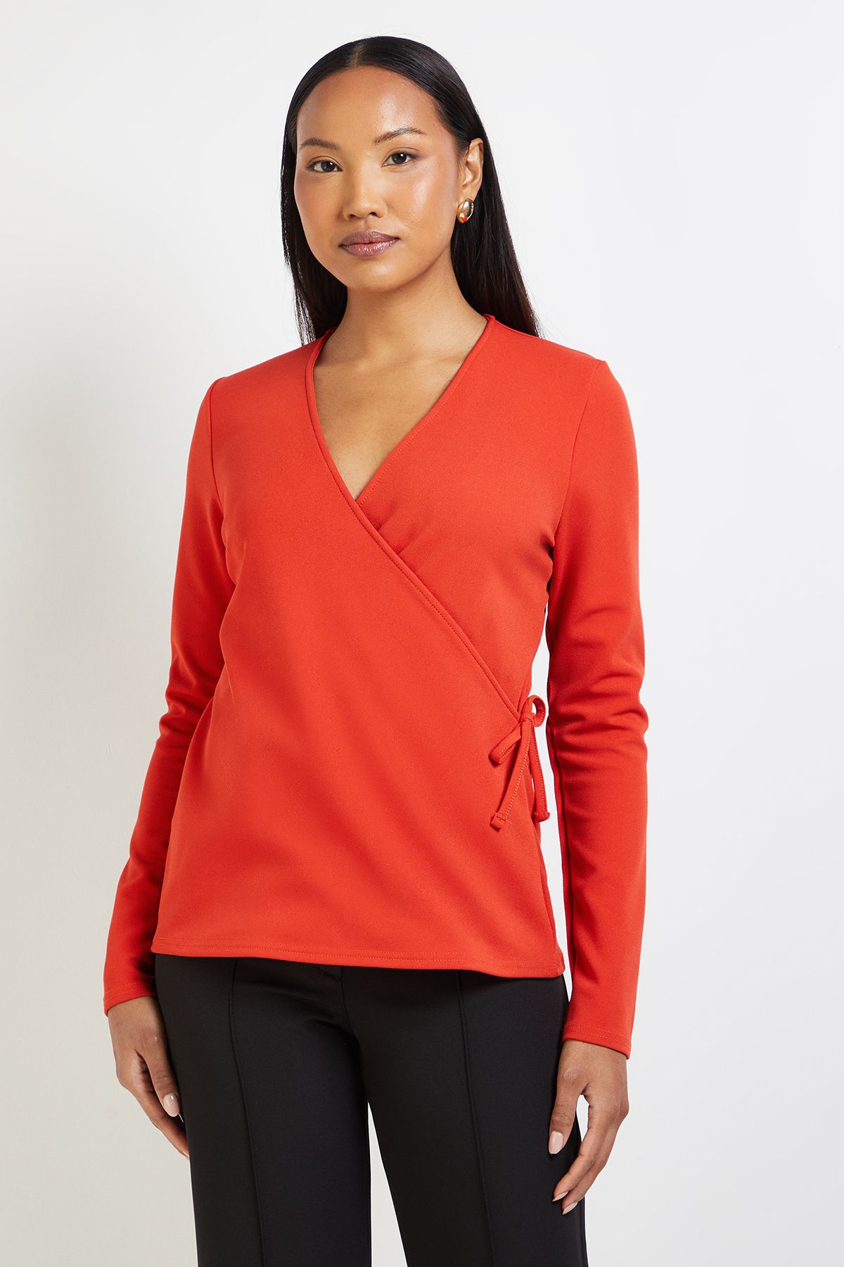 Principles Womens Draw Chord Detail V Neck Jersey Top - Orange - Size 20 UK | Principles Sale | Discount Designer Brands