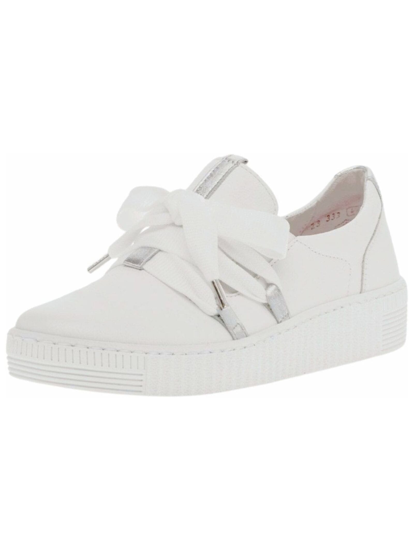 Sneaker GABOR "Gabor Sneaker Leder", Damen, Gr. 41, silber (weiß, silber), Leder, Schuhe Sneaker