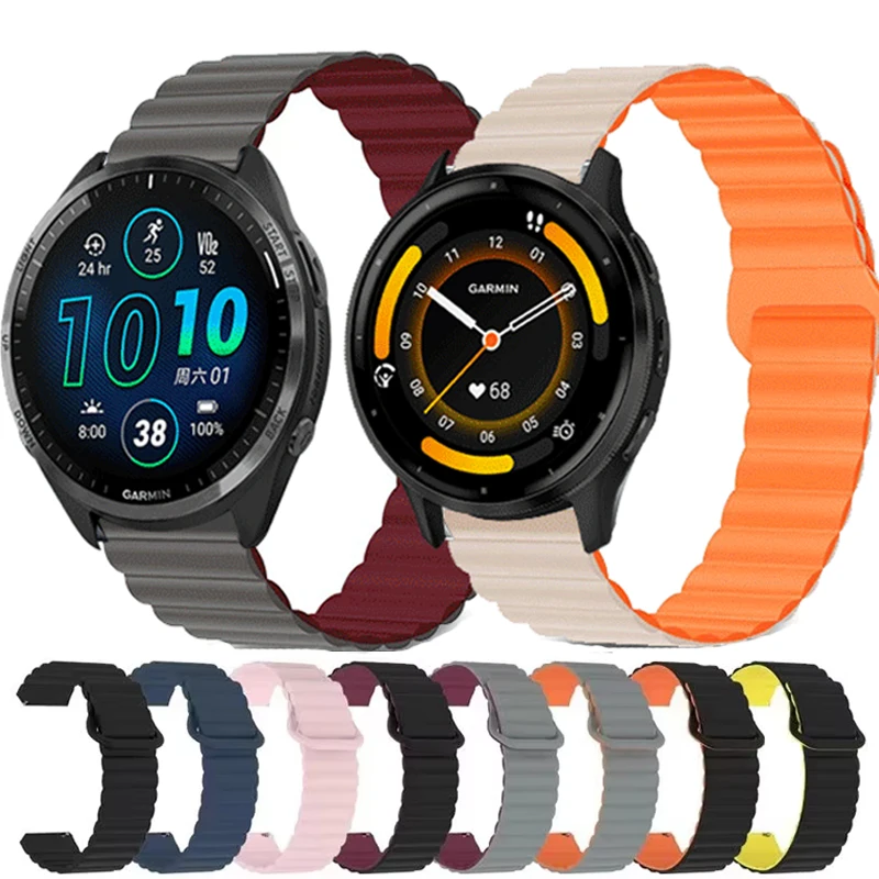 20mm 22mm Silikon Magnetische Schleife Für Garmin Venu/Venu 2 3 2Plus SQ SQ2 Band Für Garmin Forerunner 55 158 165 245 255 265 745 965 Image