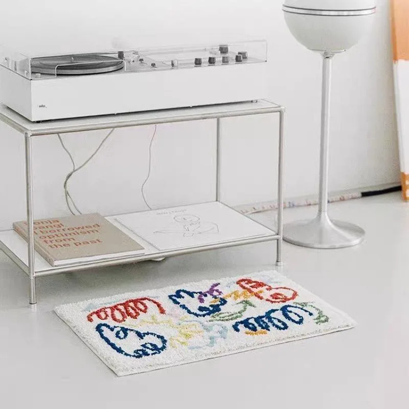 Badezimmerteppich aus Kaschmirimitat, saugfähige Bodenmatte, Badezimmer-Creme-Wind, Schlafzimmer-Fußmatte, Nachttischteppich, Wohnzimmer Image