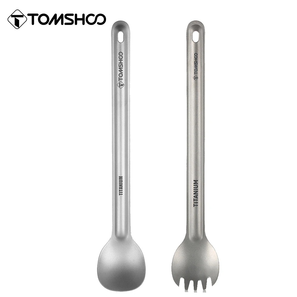 Tomshoo Titan Lang griff Löffel Spork Set Outdoor tragbare matte Finish Abendessen Spork Besteck Camping Rucksack ausrüstung Image