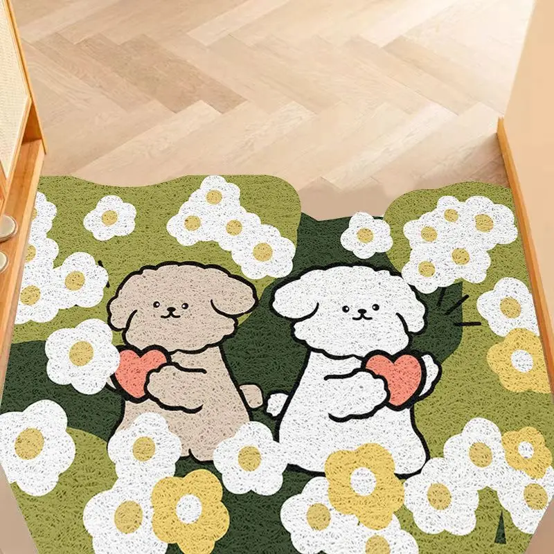 Cartoon Seide Kreis Eingangstür Boden matte, Eingang Eingang Eingang Veranda Fuß polster, frische Haushalts boden Reiben Schlamm Pad