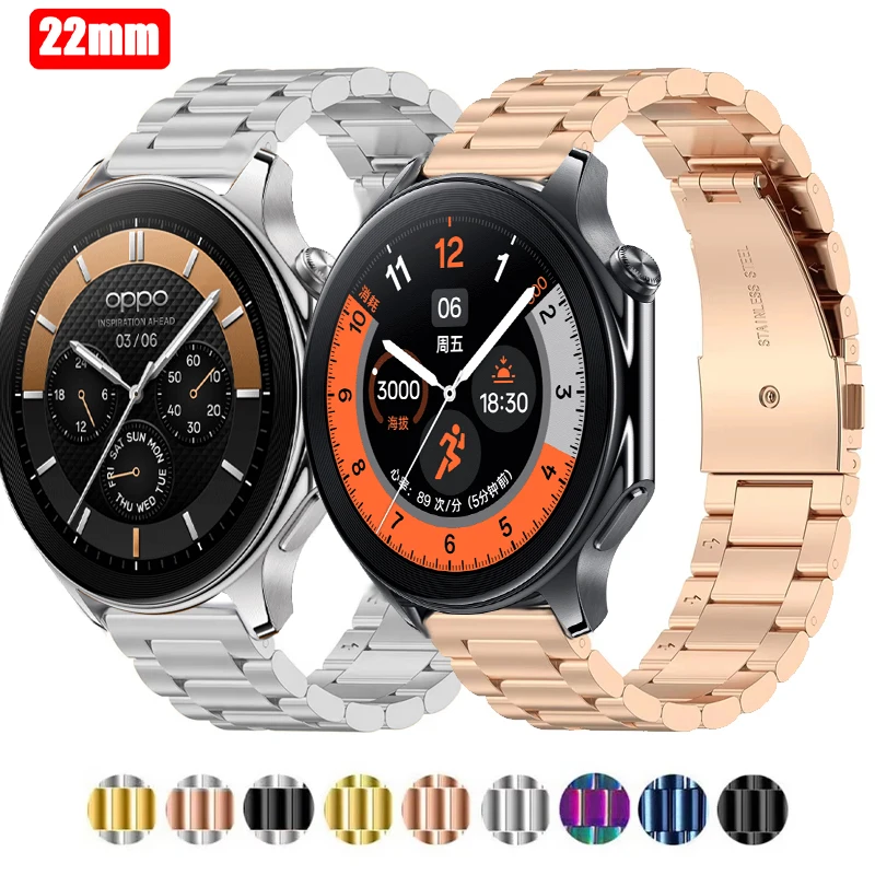 22 mm Edelstahlband für OnePlus Watch 2 Smart Watch Metallarmband für OPPO Watch 4 Pro OPPO Watch X X2 Gürtel Correa Image