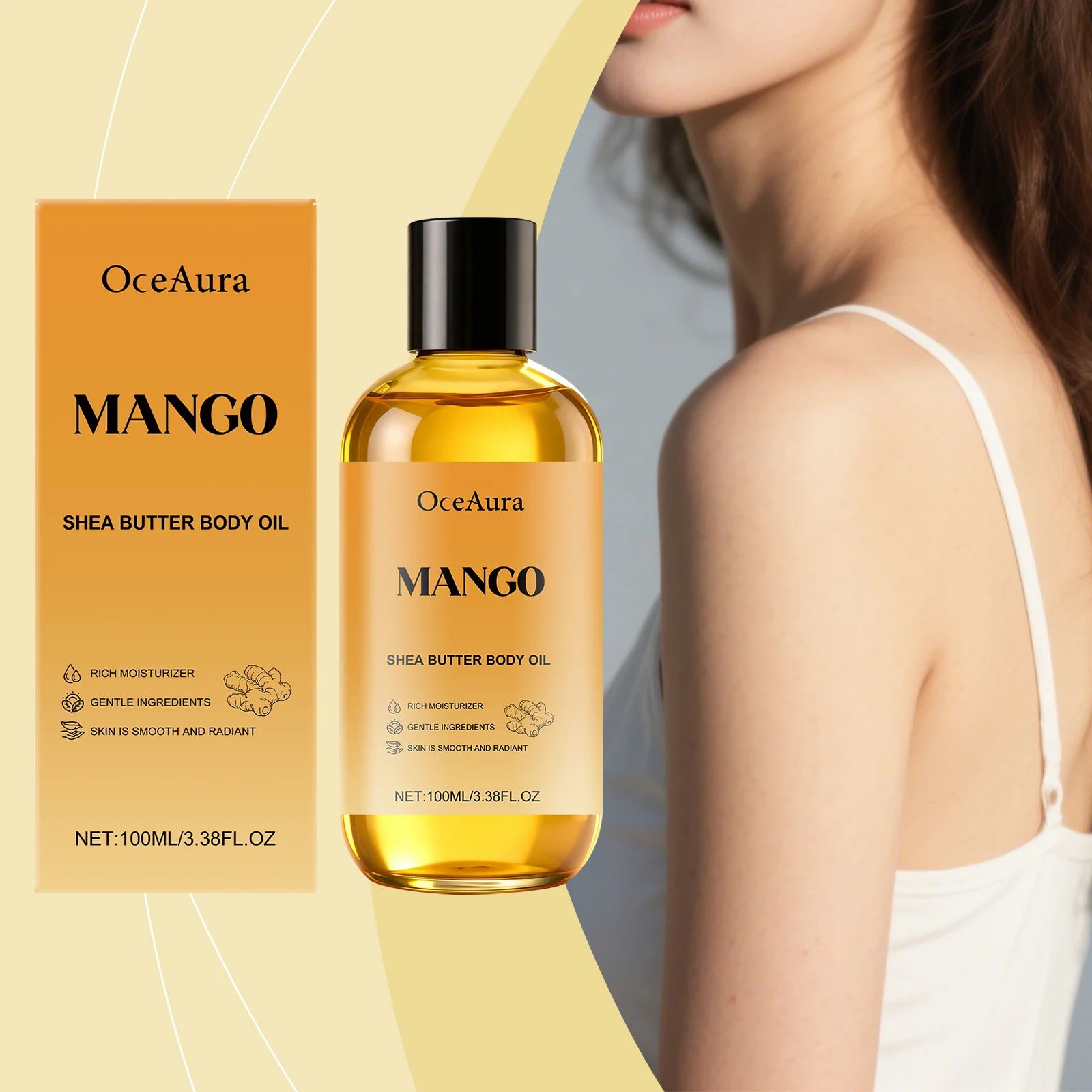 Huile corporelle au beurre de karité de mangue, adoucit la peau rugueuse, améliore l'état de la peau, hydratation longue durée, parfum frais, huile de Massage SPA pour la peau