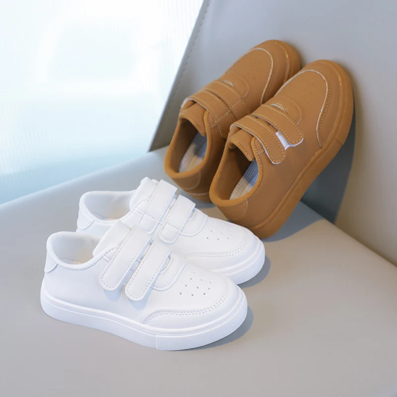 Kinder Weiße Turnschuhe Einfache rutschfeste Jungen Mädchen Casual Schuluniform Schuhe Doppel Haken & Schleife Mode Kinder Sportschuhe