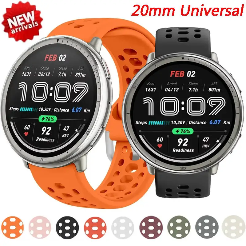 20 mm Silikonarmband für Amazfit Active/GTS 4 mini/GTS3 2e/Bip 3/3Pro, austauschbares Armband für Amazfit Active 2 Band Image