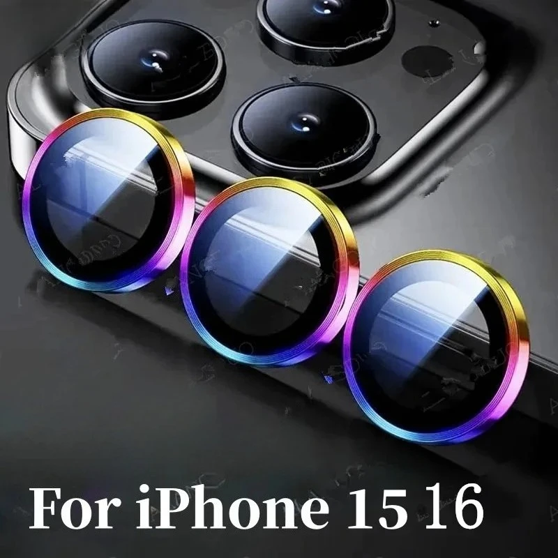 3-2Pcs Objektiv Ring Für IPhone 16 Pro Max 16 Plus 17 Objektiv Ring + Gehärtetem Glas Für IPhone 15 14 Pro Max Objektiv Schutzhülle Image