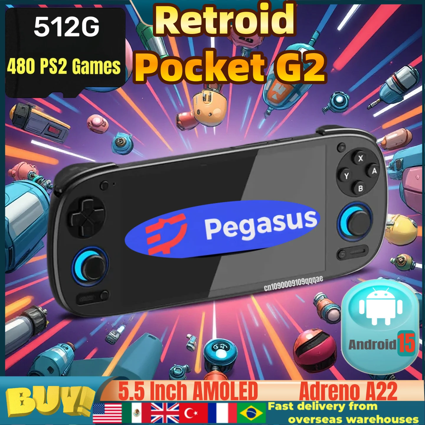 Retroid Pocket G2 Gen 2 RPG2 rétro Console de jeu vidéo portable lecteur vidéo 5.5 pouces AMOLED Adreno A22 Android 15 512G PSP PS2