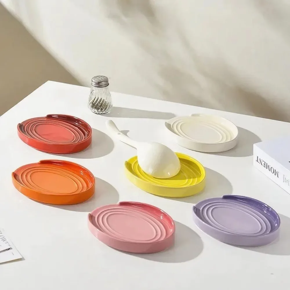 Repose-cuillère en porcelaine, grand porte-ustensiles en céramique pour comptoir de cuisine pour dessus de cuisinière, organisateur d'outils de cuisine, aide de cuisine