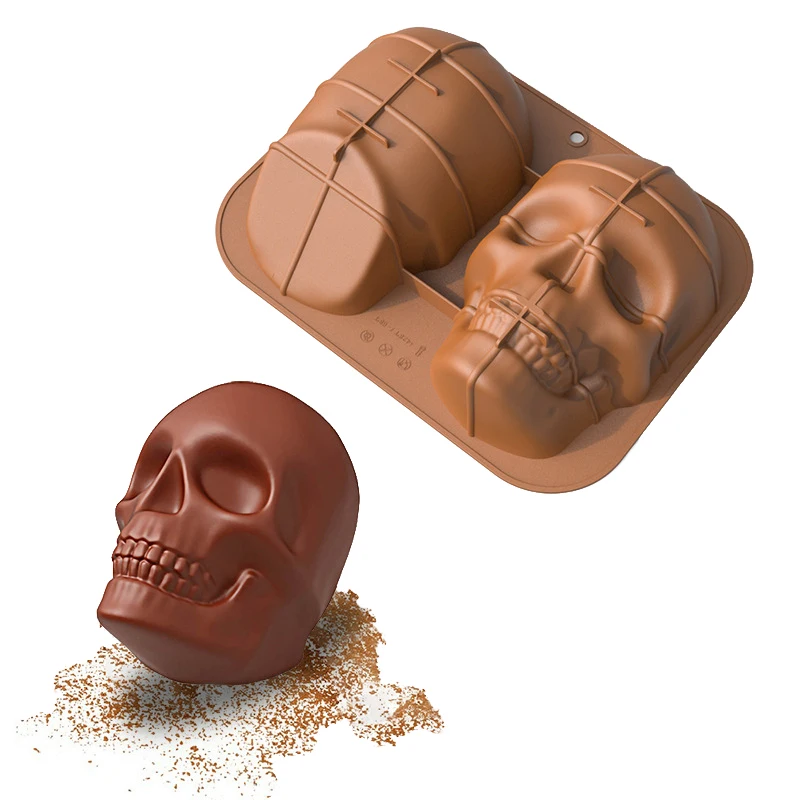 Halloween Schädel Design Silikon Mousse Kuchen Formen Schokolade Kuchen Form Allerheiligen Dekorieren Werkzeuge Küche Backformen Image