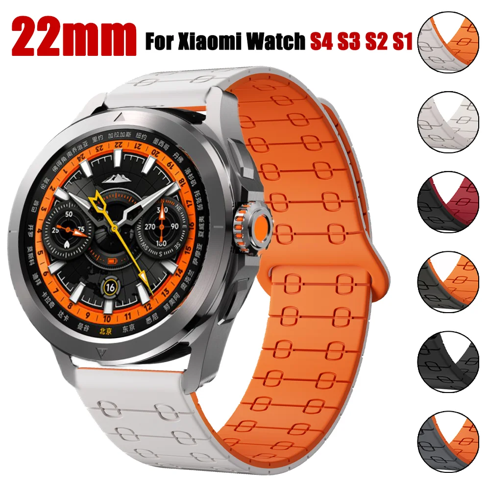 22mm Sport Silikon Armband Für Xiaomi Uhr S4 S3 S2 S1 Aktive Magnetische Band Correa für Xiaomi Mi Uhr 2 pro Farbe 2 Armband Image