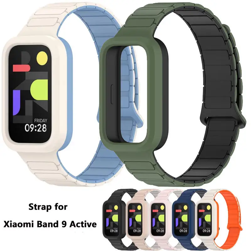 Magnetisches Silikonarmband mit Hülle für Xiaomi Mi Band 9 Active Smartwatch Sportarmband Schutzhülle für Mi Band 9 Active Image