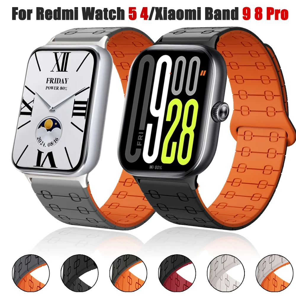 Silikon Sport Handgelenk Band Für Redmi Uhr 5 4 Magnetische Strap Correa Für Xiaomi Mi Band 9 Pro/Band 8 pro Ersatz Armband Image
