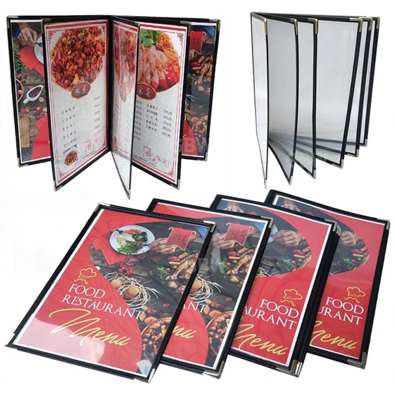 Für a4 1/2/3/4/5/ 6/7/8/10/Steckplätze Single Dobule Drei-Panel-Kunststoff-Menü halter transparente Ordner abdeckung Image