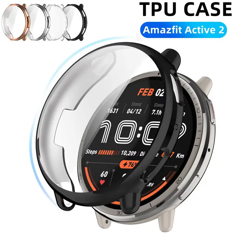 Smart Watch TPU-Hülle für Amazfit Active 2, vollständige Abdeckung, Displayschutzfolie, weiche Schale für Huami Amazfit Active 2, Schutzstoßstange Image