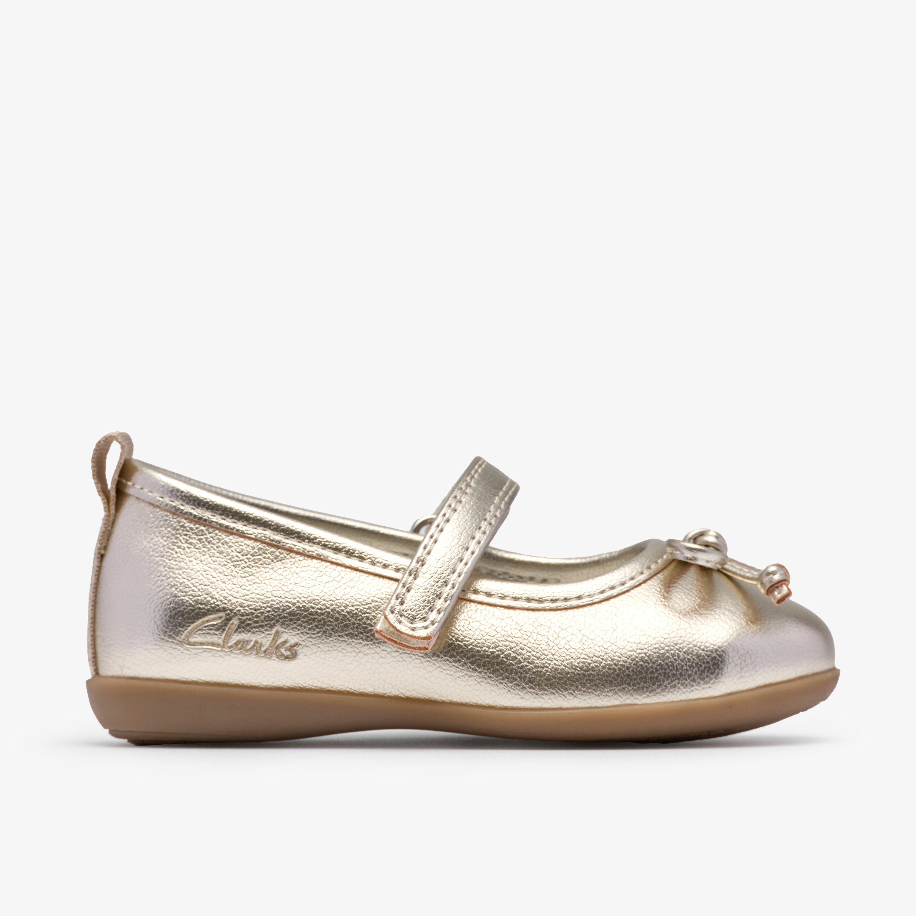 Clarks Girls Charm Tap T. Champagne Shoes - Gold - Size UK 6 Infant