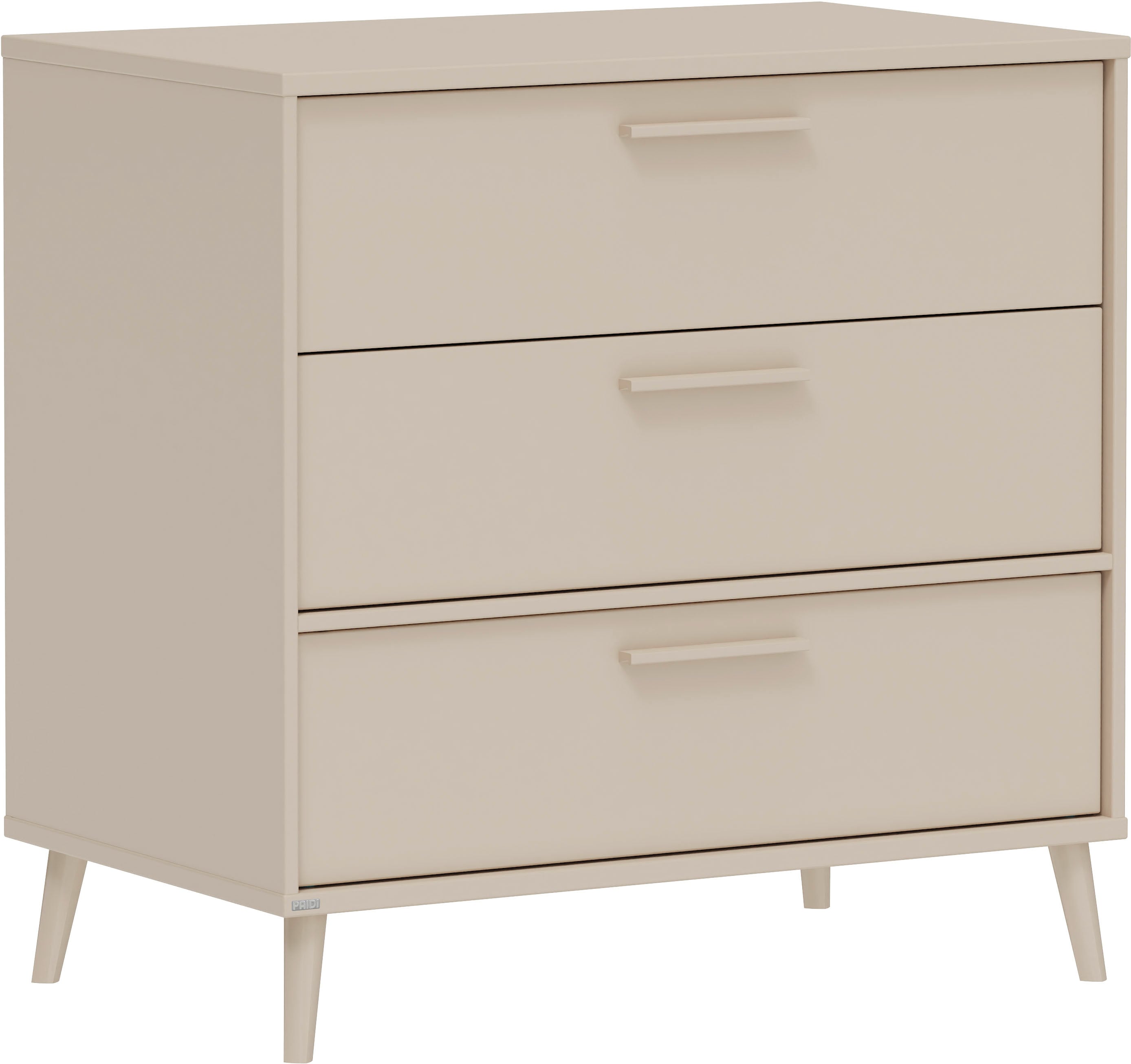 Wickelkommode PAIDI "EEFJE in Beige, 3 Schubladen mit Soft-Close, verschiedene Ausführungen", cashmere, beige, cashmere, beige, B:95cm H:93cm T:57cm, Holzwerkstoff, Wickelkommoden, Wickelkommode, langlebige Kommode, geprüfte Sicherheit, Wickeltisch...