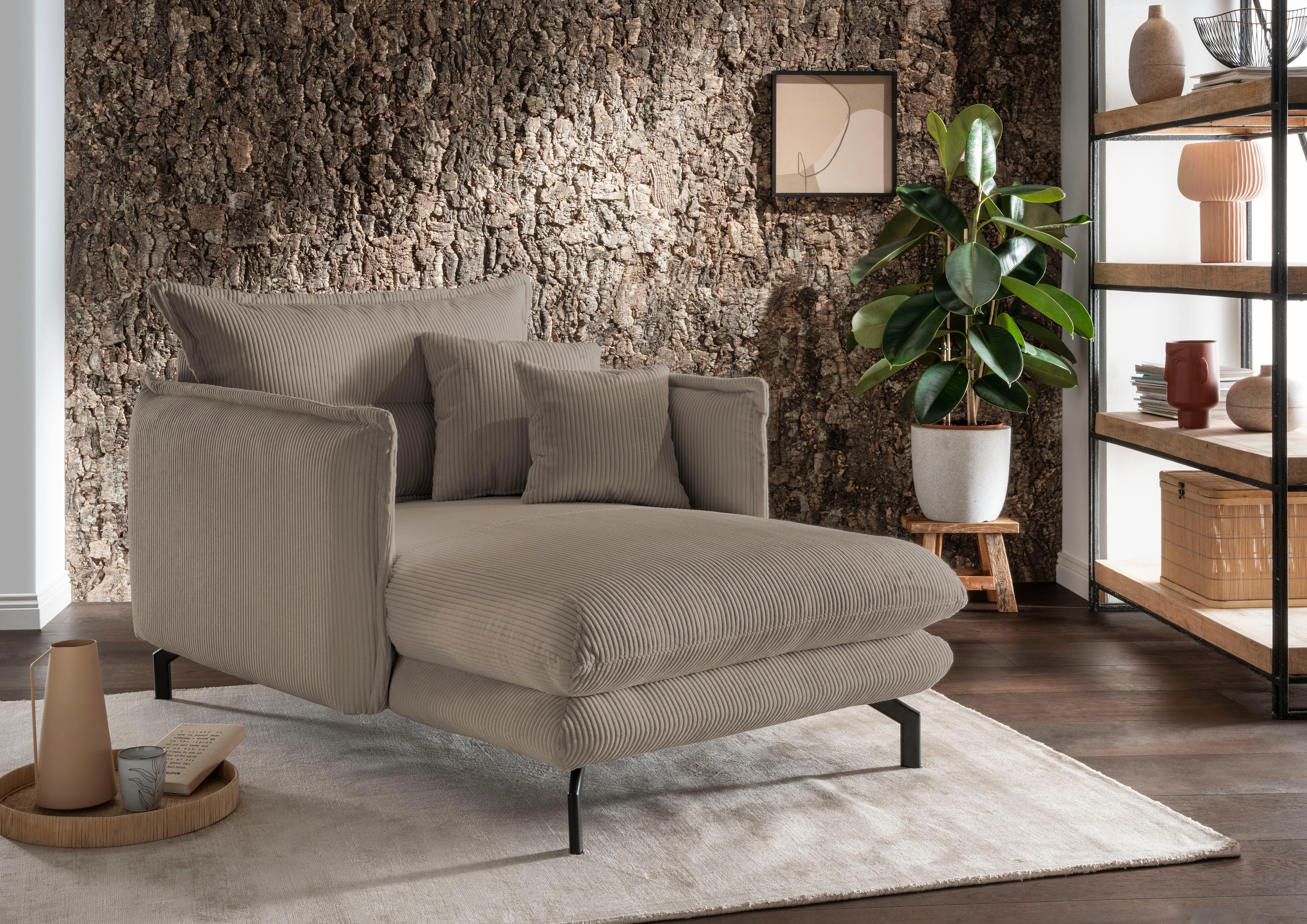 Loveseat HOME AFFAIRE "LAVA Mega Ohrenbacken Sessel, modern & elegant, aktuelle Kissenoptik", grau, braun, B:111cm H:101cm T:167cm, Sessel