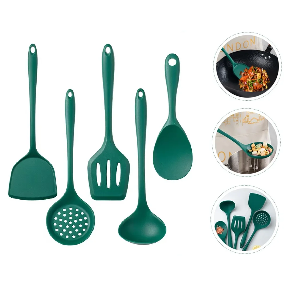 Ensemble d'ustensiles de cuisine 5 pièces, ensemble d'ustensiles de cuisine en silicone, pour la cuisine, non toxique et résistant à la chaleur