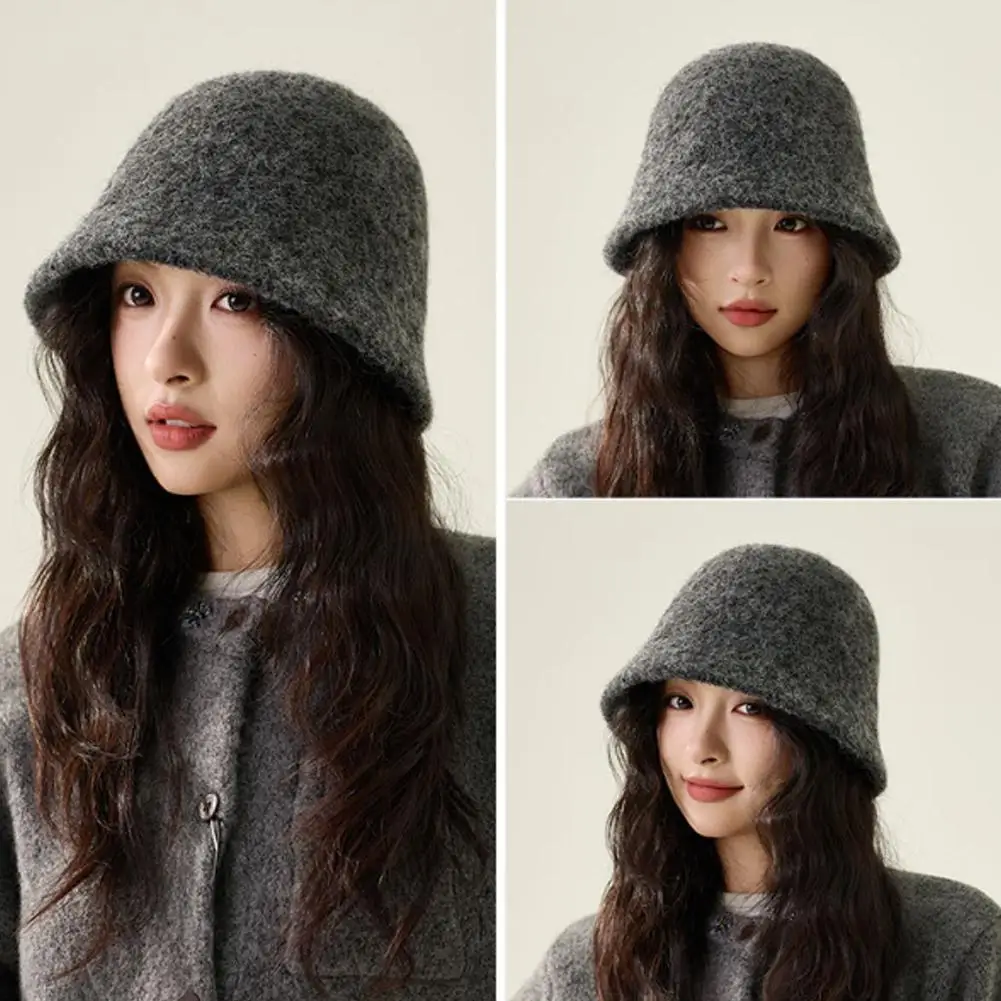Herbst Koreanische Mode Fischer Hut Mädchen Vielseitig Gesicht Zeigen Kleine Becken Hut Einfache Design Eimer Hut Warme Eimer hut Image
