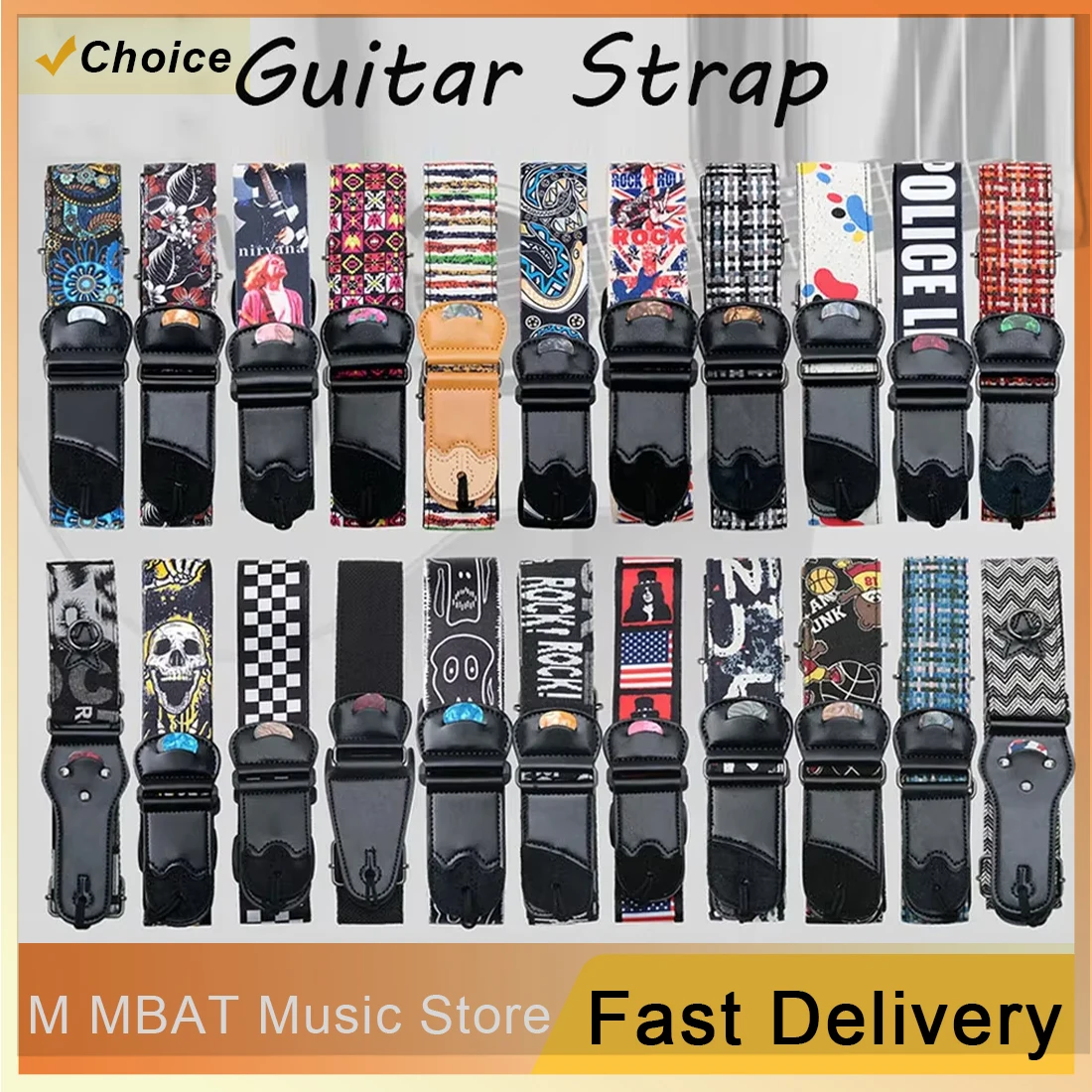 E-Gitarrengurt, bestickter Gitarrengurt, Gitarrengurt, einsteckbares Plektrum, Gitarrengurte, Zubehör für Saiteninstrumente