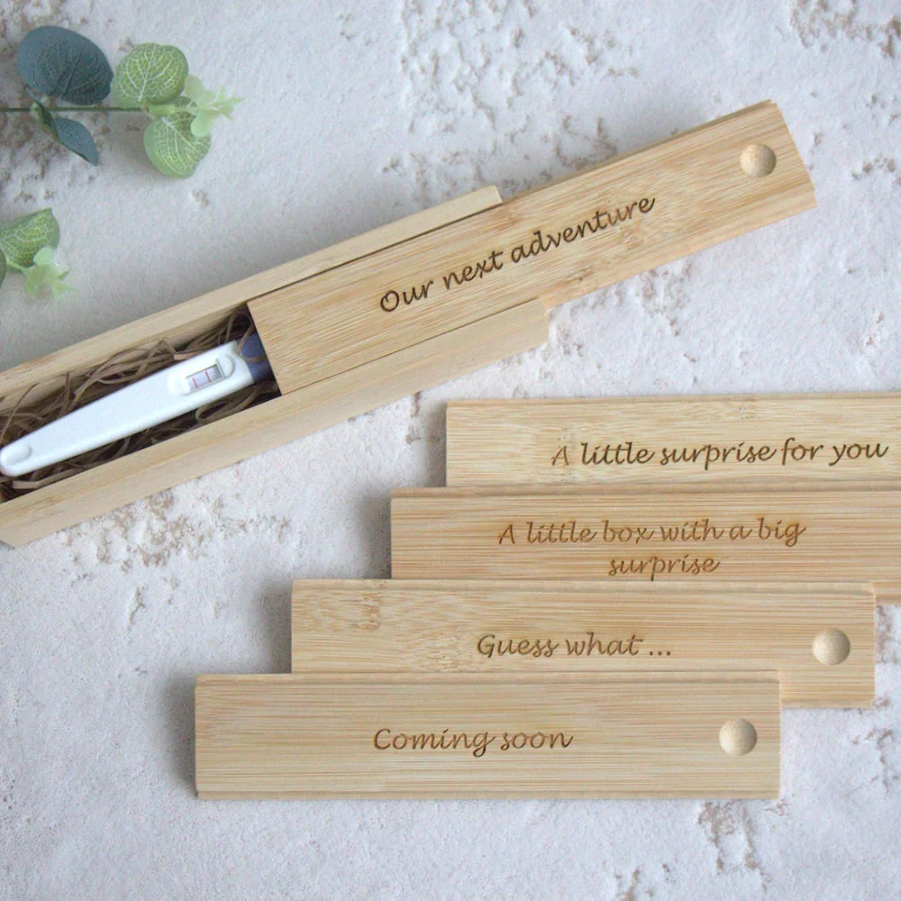 1 Stücke Holz Gravierte Schwangerschaft Ankündigung Überraschung Box Geschlecht Offenbaren Party Supplies Kommt In Der Nähe Holz Andenken Box Papa Zu sein Image