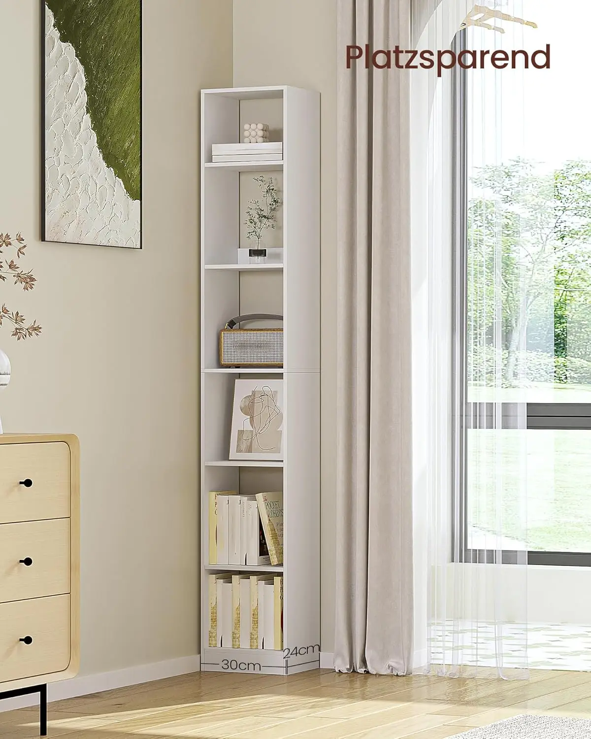 zuaneri Bücherregal, 6-stöckiger Bücherschrank, Würfelregal, Moderner offener Regal aus Holz, Aufbewahrungsregale und Präsentationr