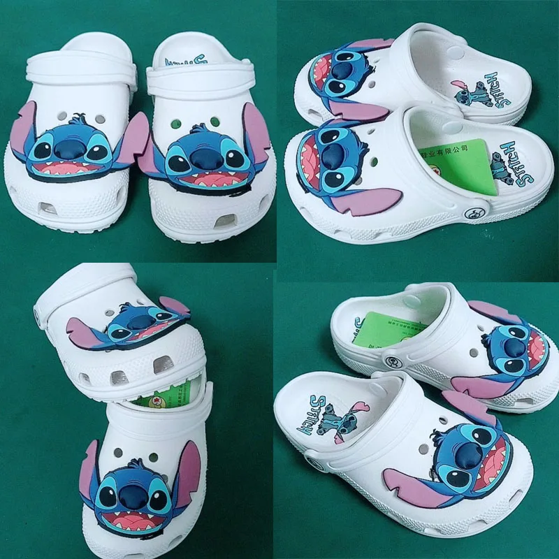 Cartoon Disney White Stitch Schuhe Kawaii Strandschuhe Hausschuhe Sandalen rutschfeste atmungsaktive verschleißfeste Kinderhausschuhe ohne Logo