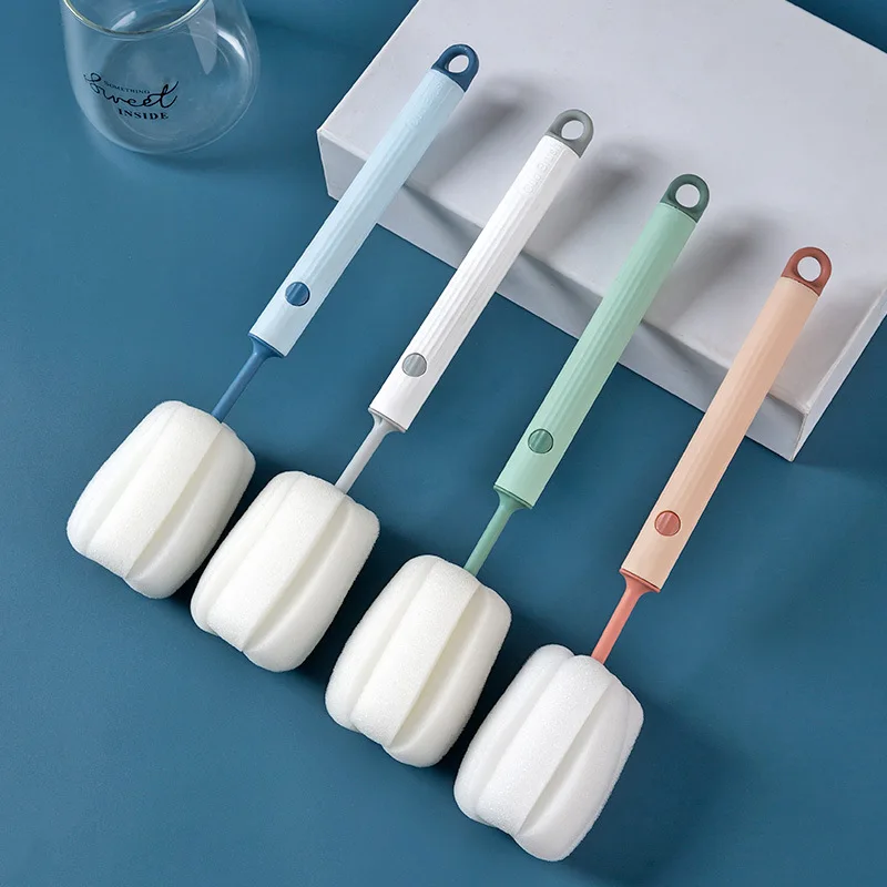 Langstielige Schwammbecherbürste, Thermosbecher-Reinigungsbürste, Becher-Reinigungsbürste zum Entfernen von Flecken, Wasserbecher-Reinigungsbürste Image