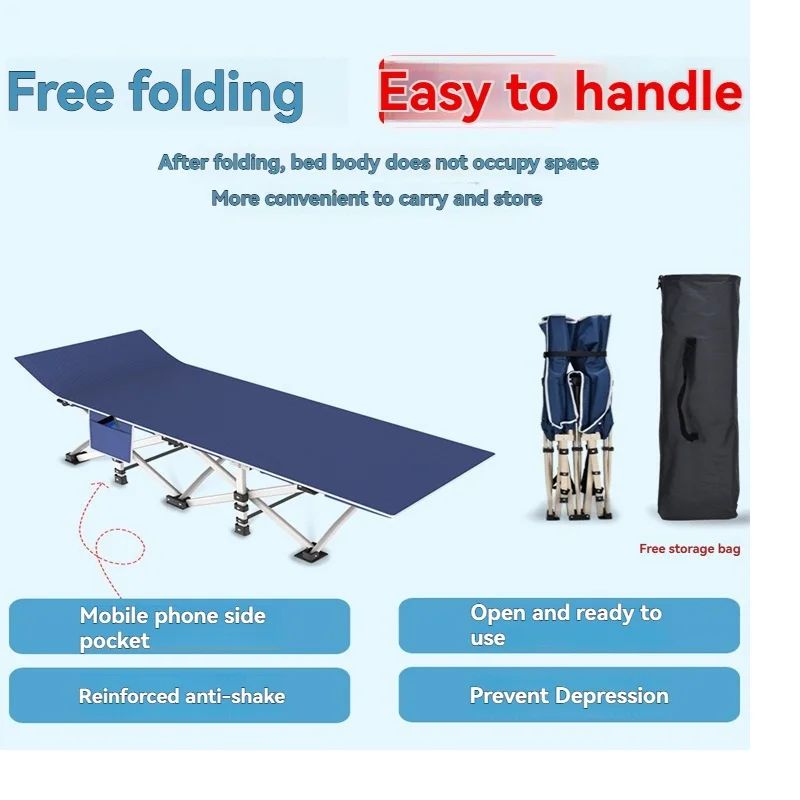 Klappbett, Büro-Einzelbett für Nickerchen, Notfall-Militärbett, Begleitbett, einfaches Klappbett Image