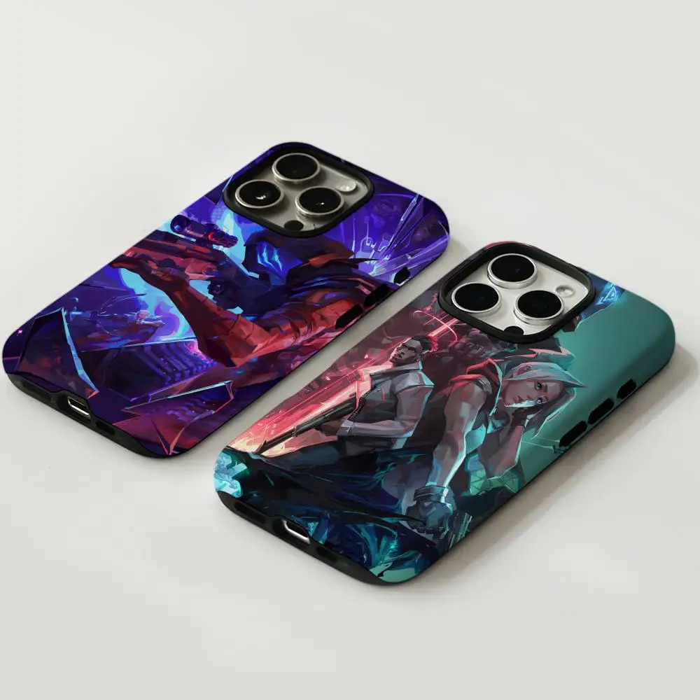Game Valorants Handyhülle für iPhone 17, 16, 15, 14, 13, 12, Pro Max Plus, glänzend, HD, doppellagig, flüssige Hartschale Image