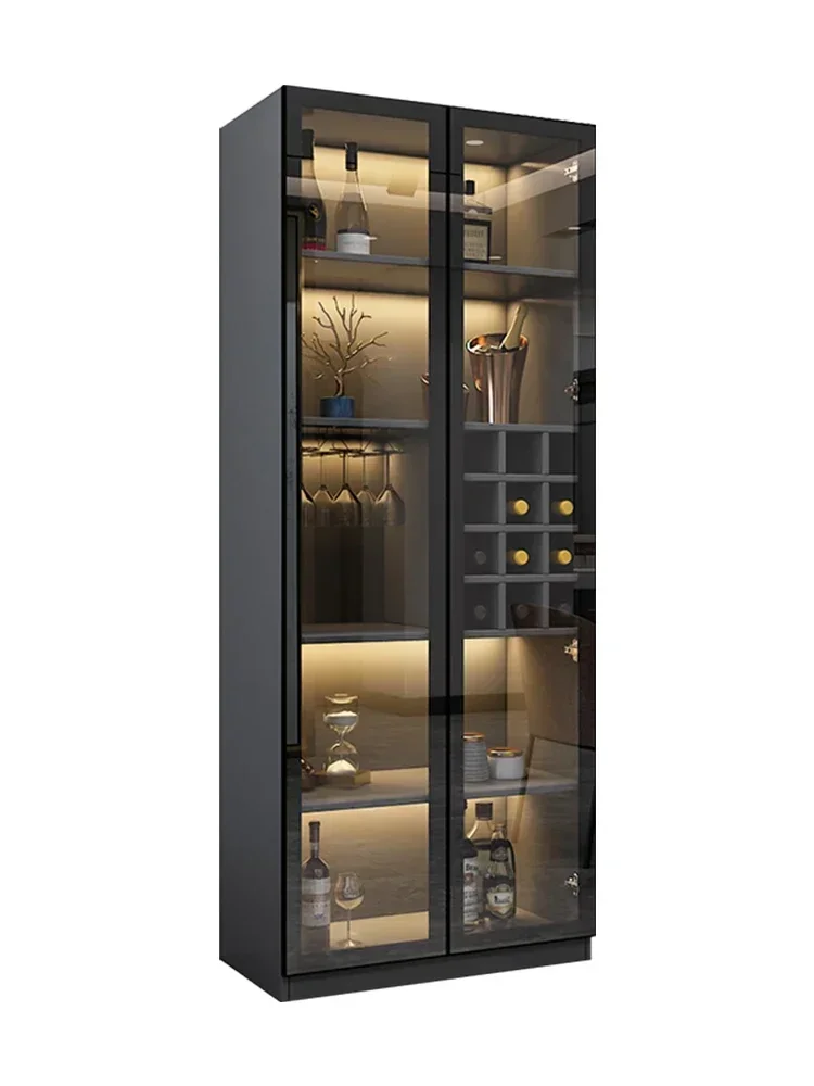 Weinschrank Aus Glas An Der Wand, hochwertige Heimvitrine, moderne und einfache Raumhohe Glass Door