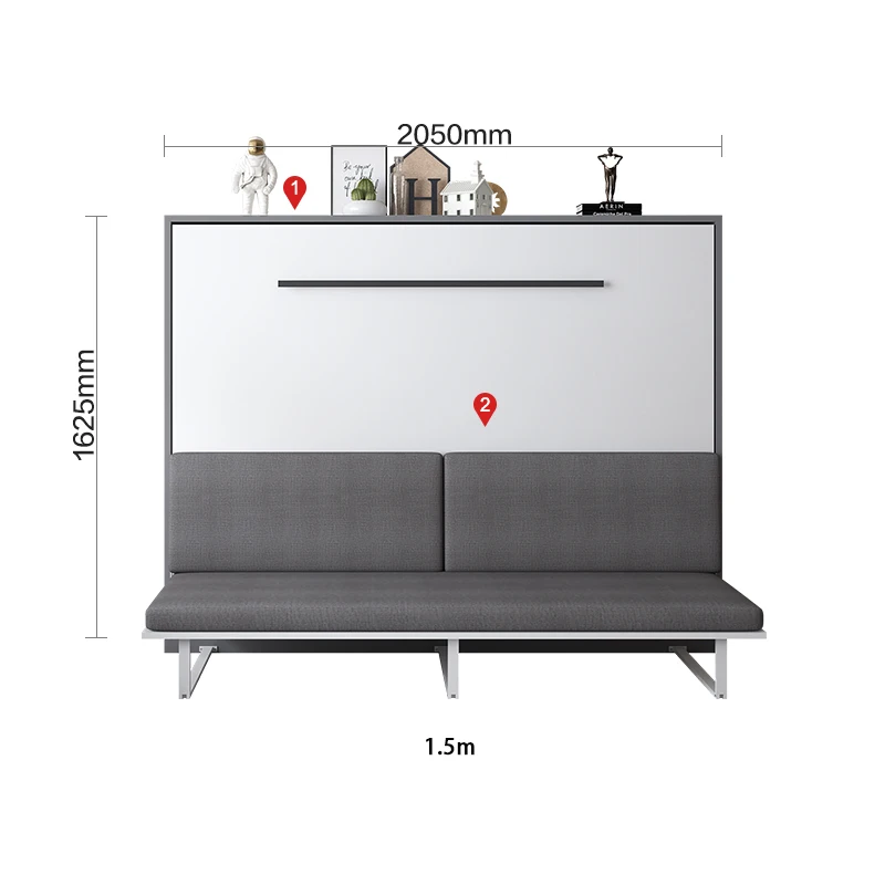 XSH WT-B05 Murphy verstecktes Wandbett mit vertikalem, klappbarem, platzsparendem Sofa Image
