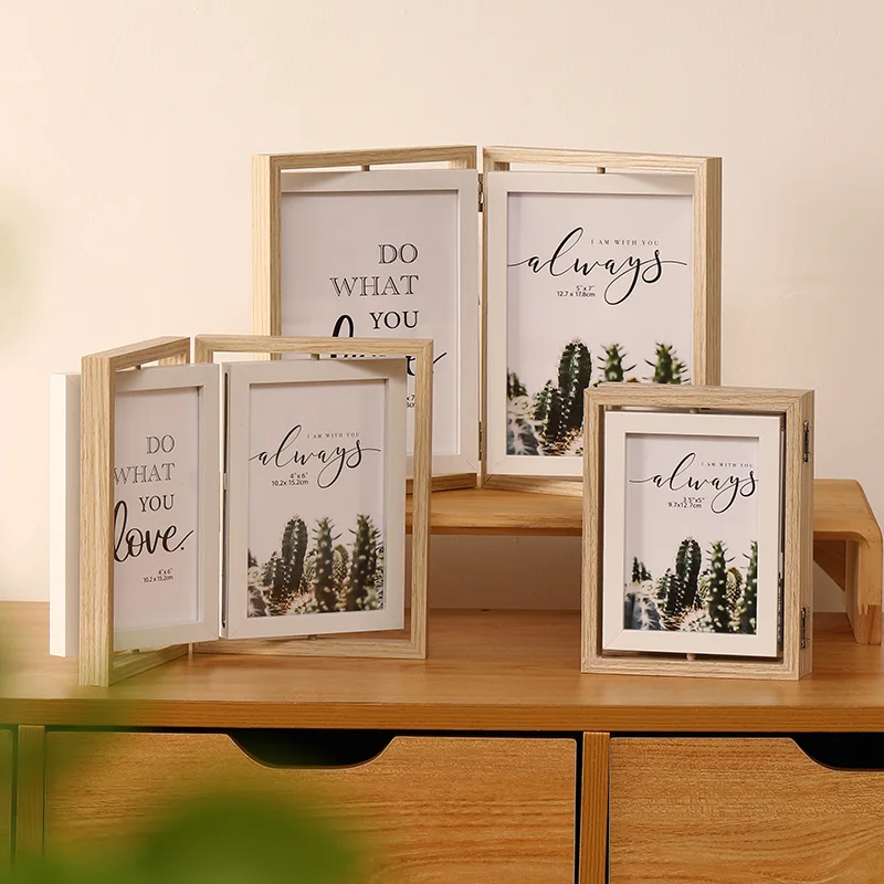 Doppelt faltbarer, doppelseitig drehbarer Fotorahmen, 5 Zoll, 6 Zoll und 7 Zoll Gedenkgeschenke für Paare Image