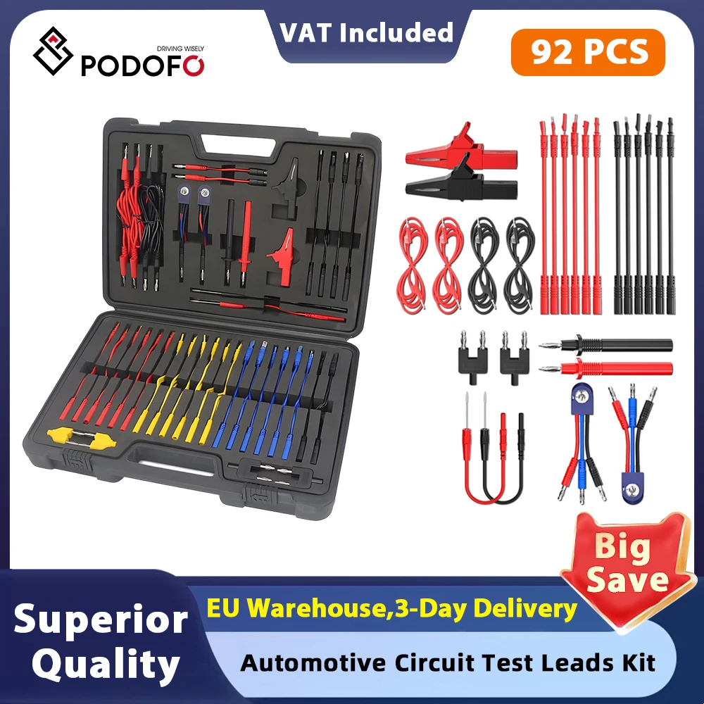 Podofo 92PCS Automotive Circuit Messleitungen Kit Elektrische Service Werkzeuge Automotive Lead Test Tools KIT Circuit Test Drähte Image