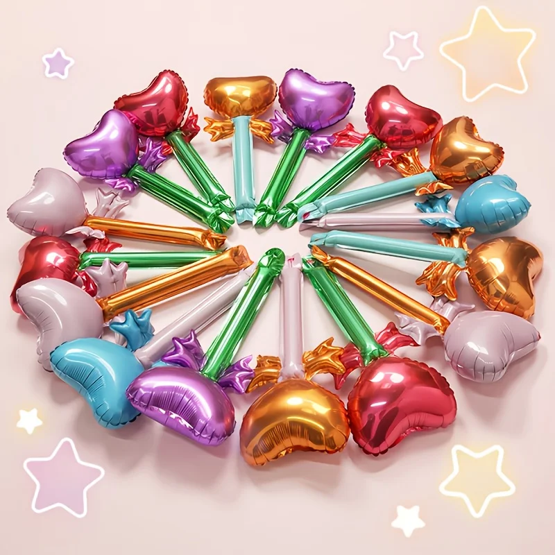 12/24 Stück herzförmige Feenstab-Luftballons, perfekt für Partydekorationen, Hochzeiten, Geburtstage, Veranstaltungen, Kinderpartys und Back-to-Scho Image