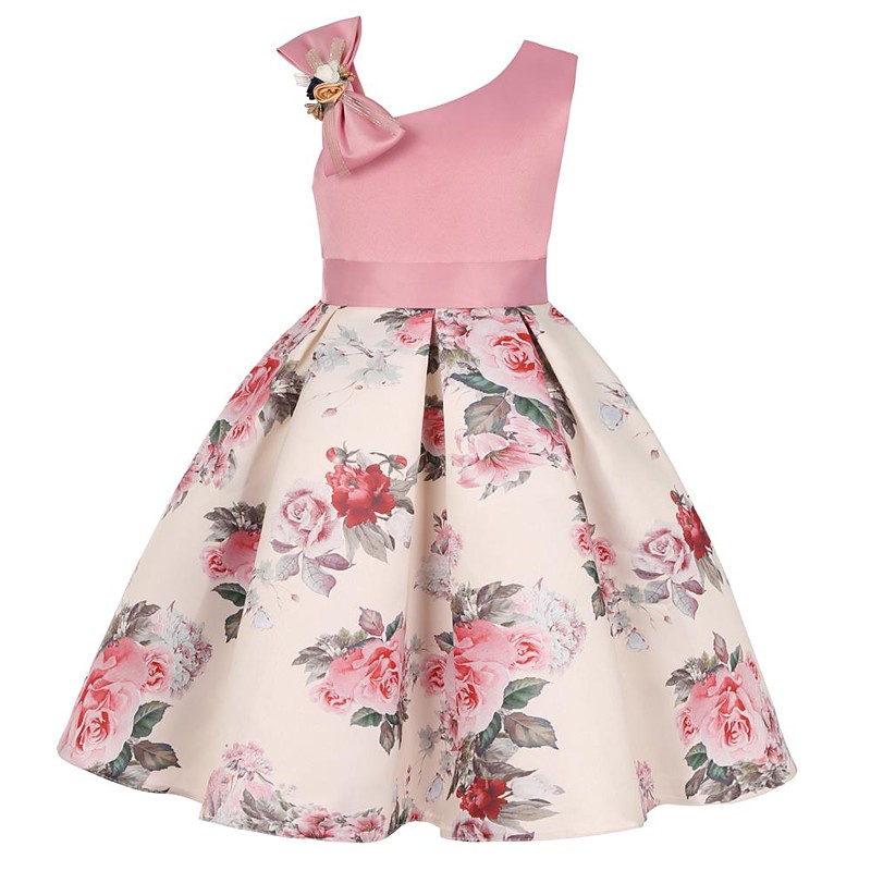 Kids Girls' Party Dress Graphic Sleeveless Special Occasion Princess Polyester Party Dress Summer Spring kids Blue Pink Wine