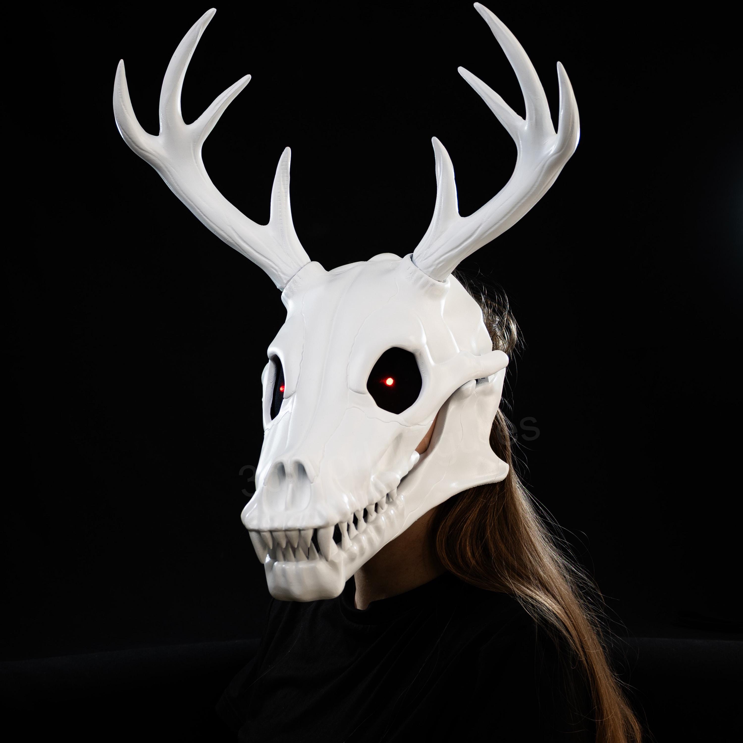 Maschera teschio Wendigo con mascella mobile - Maschera con corna - Cosplay per adulti - Maschera tribale personalizzata - Casco fantasy - Maschera da