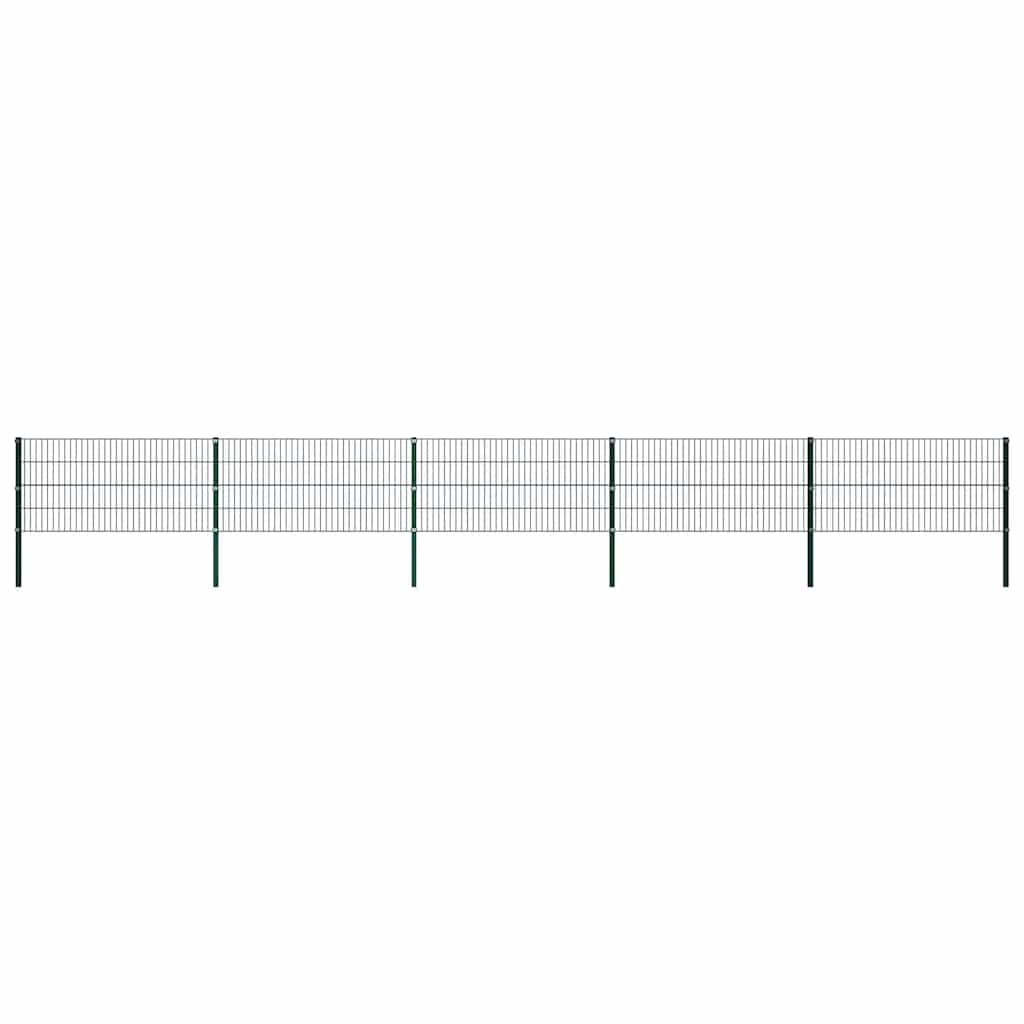 vidaXL Zaunelement mit Pfosten Eisen 867 x 80 cm Grün Image
