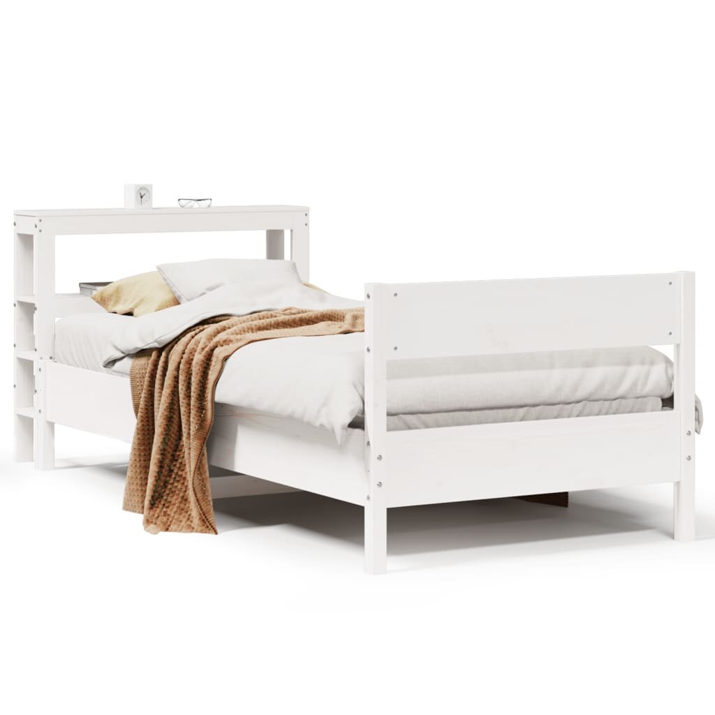 vidaXL Massivholzbett ohne Matratze Weiß 75 x 190 cm Kiefernholz Image