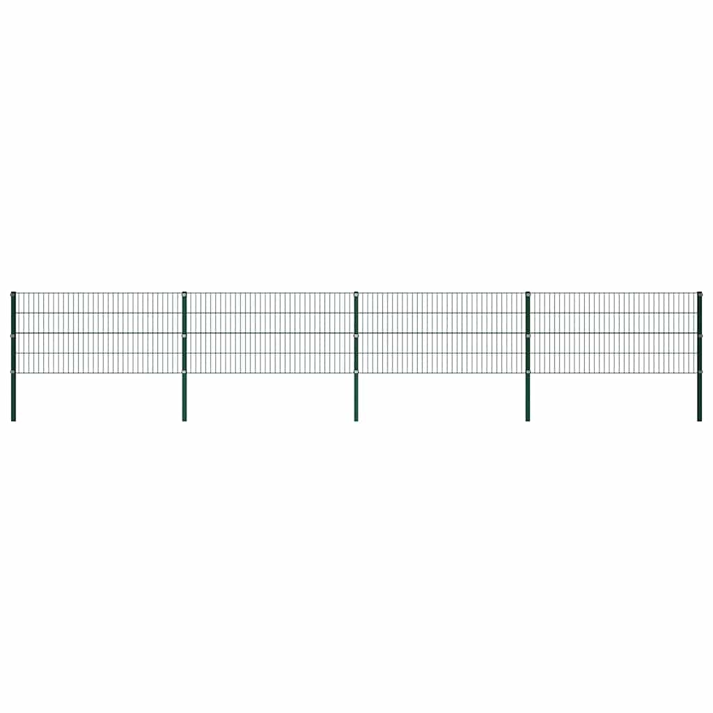 vidaXL Zaunelement mit Pfosten Eisen 694,5 x 80 cm Grün Image