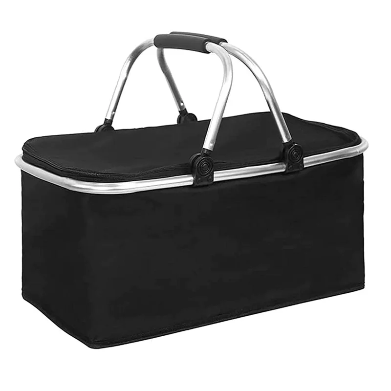 ABUL-Faltbarer und tragbarer Outdoor-Picknickkorb mit Isolierung, Reißverschluss und Tragegriff Image