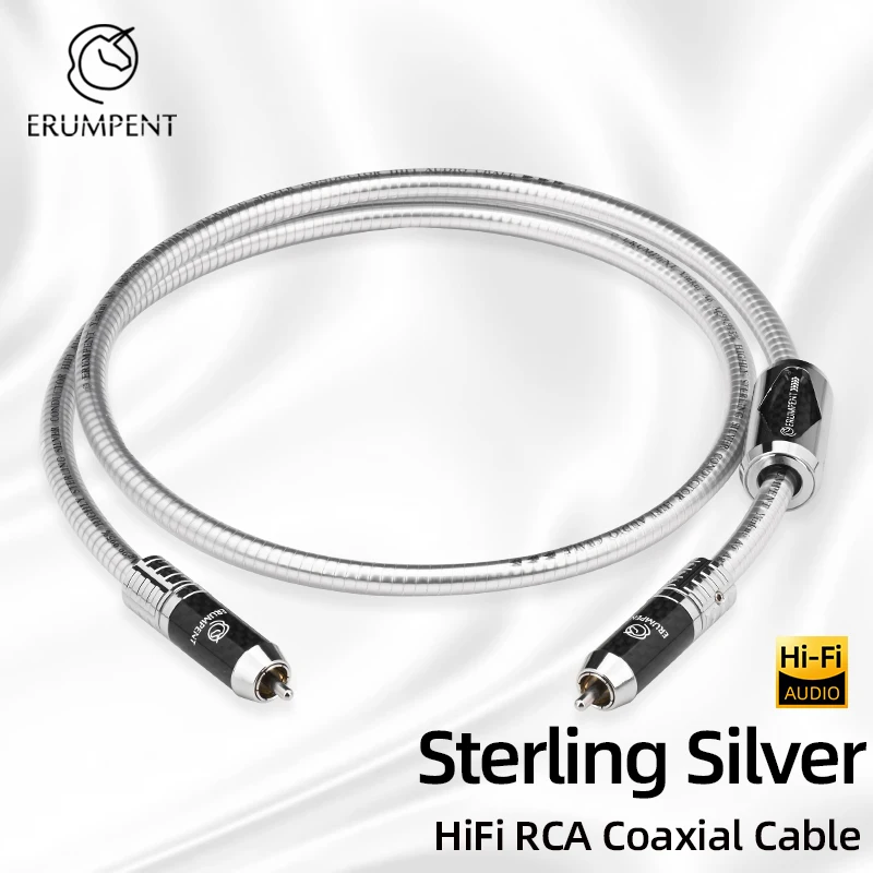 ERUMPENT 75 Ohm Sterling Silber Professionelles digitales RCA-Koaxialkabel Selbstsicherndes RCA-Audiokabel für DAC Heimkino-TV Image