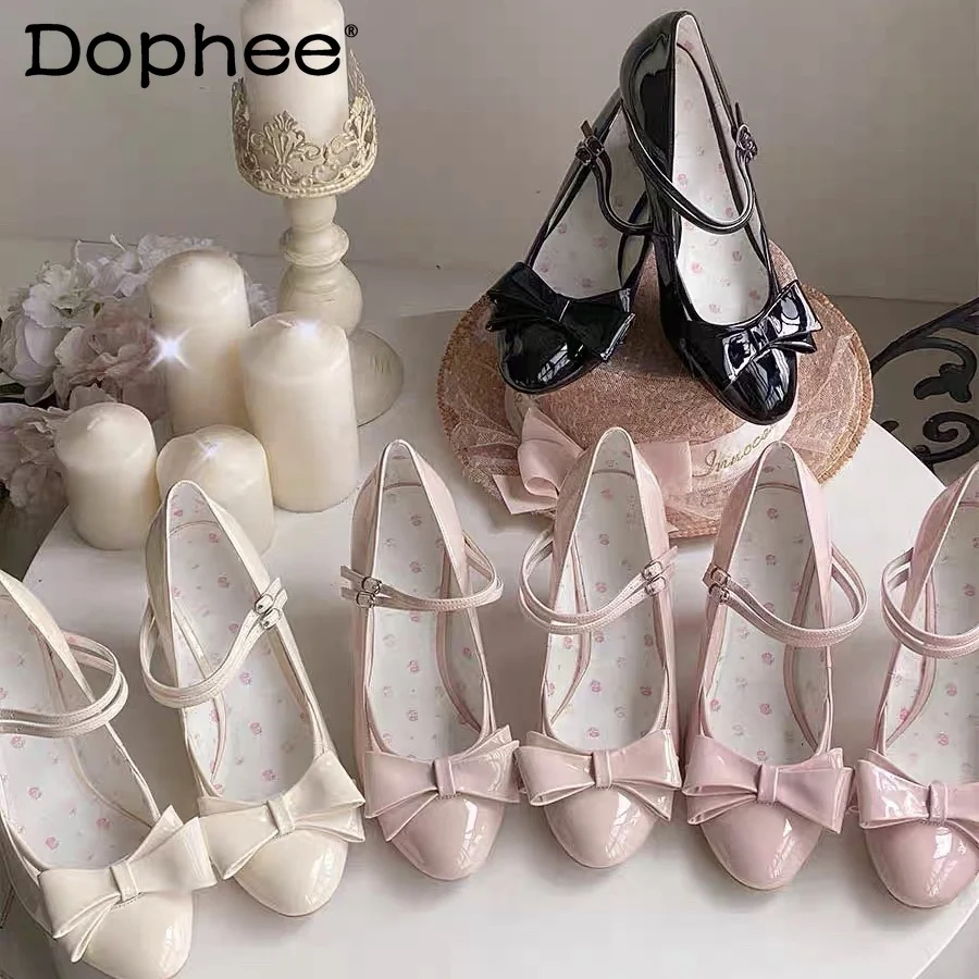 Original Blume Hochzeit Rosa High Heels frauen Süße Schleife Dünne Ferse Elegante Tee Party Prinzessin Lolita Mary Jane Schuhe Dame pumpen