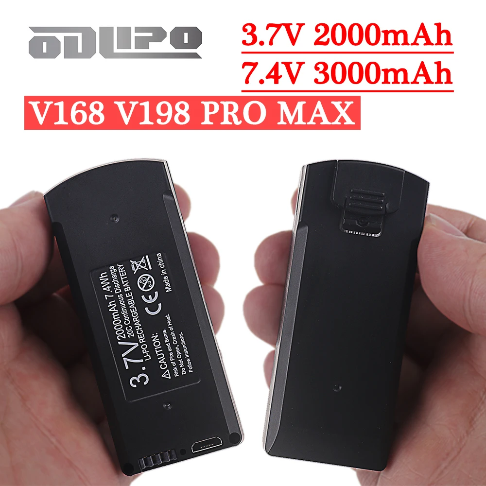 V168 PRO MAX GPS Drone Batterie 7,4 V 3000 mAh RC Quadcopter 3,7 V 2000 mAh V198 Pro Max Ersatz batterie Drone Teile Zubehör