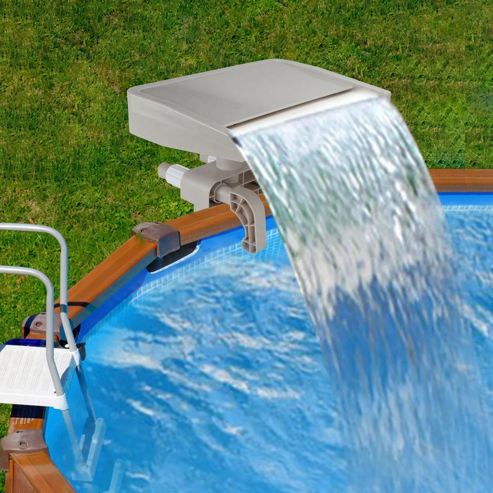 Entspannender Wasserfall, kaskadierender Boden, Schwimmbadbrunnen, Spillway-Befestigung, abnehmbarer PVC-Pool, kaskadierender Pool-Wasserfall Image