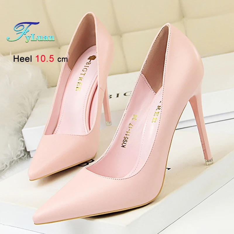 2025 neue Modische High Heels 10,5 cm frauen Schuhe Spitz Heels Flacher Mund Dame Pumpen 7 Farben Stiletto sexy Party Schuhe